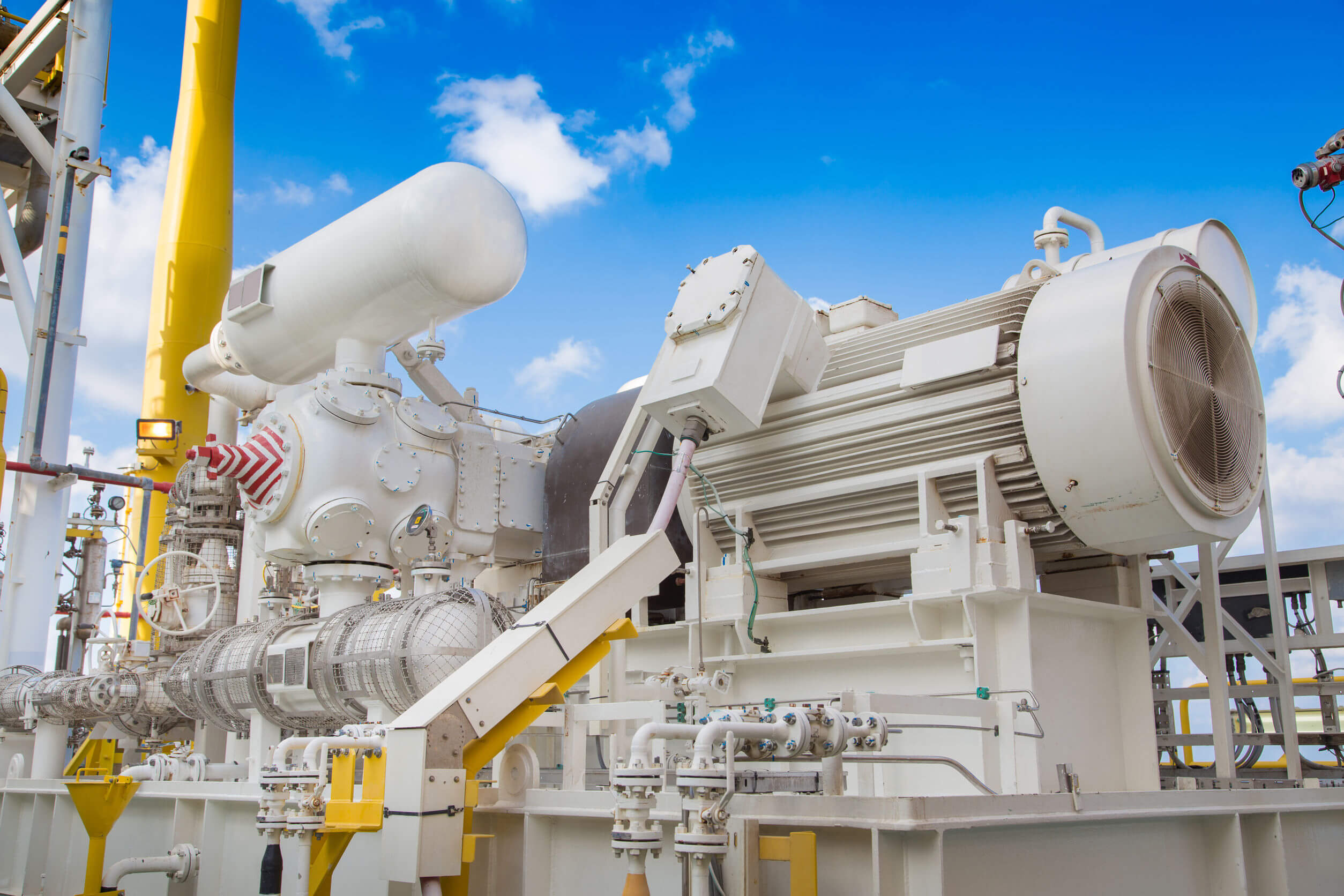 Gas booster compressor  in vapor recovery unit of oil and gas central processing platform