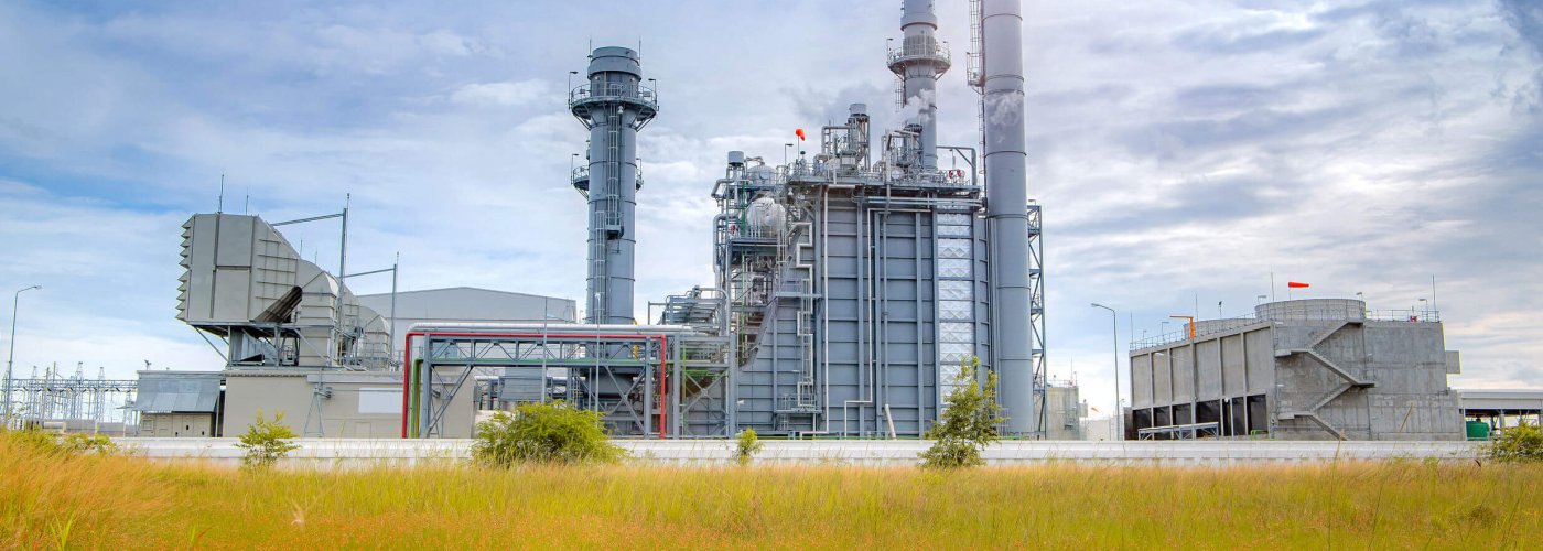 Power plant zone generating electricity at sunset- images