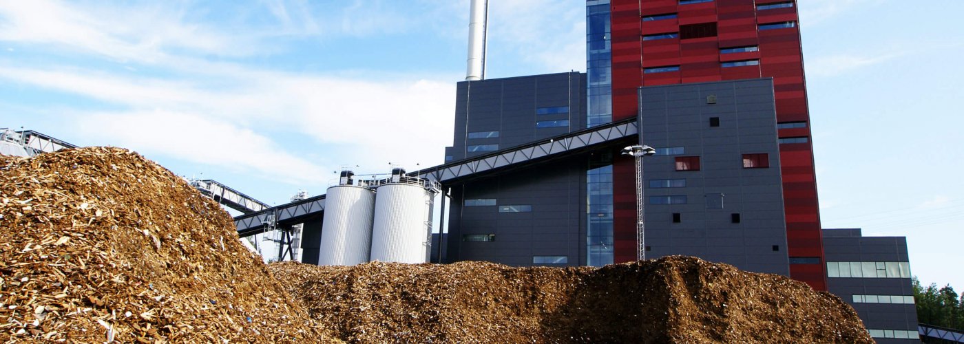 Bio,Power,Plant,With,Storage,Of,Wooden,Fuel,(biomass),Against